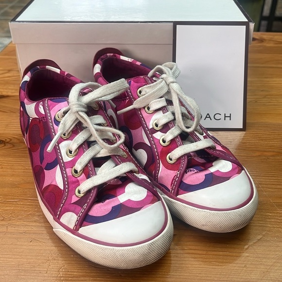 Coach Barrett Berry Monogram Lace Up Sneakers - 6.5 M used in original box - Picture 1 of 14